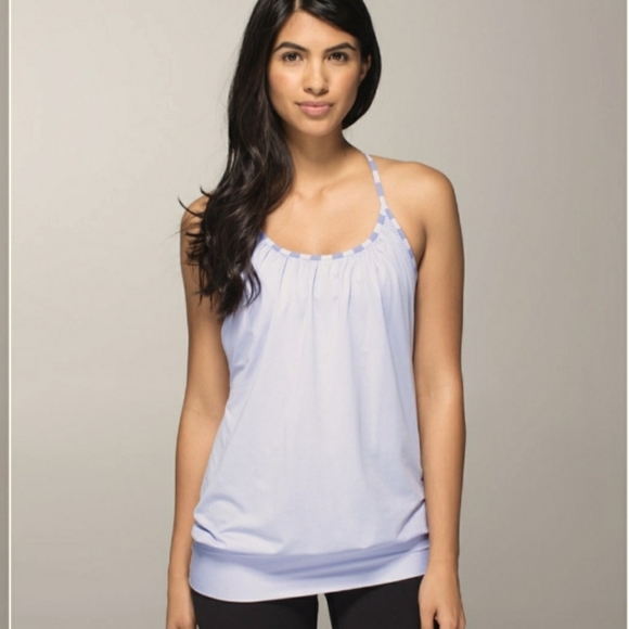 Lululemon No Limits Tank. 2 in 1 bra & tank. Bluish grey purple. Size 8. - Picture 2 of 10